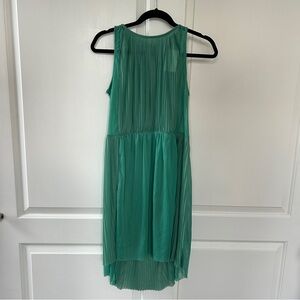 NWT H&M Sheer Pleated Sleeveless High-Low Dress Green Size 6 NWT